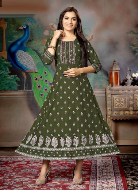 Beauty Queen Katreena 1 Fancy Ethnic Wear Rayon Long Kurti Collection
